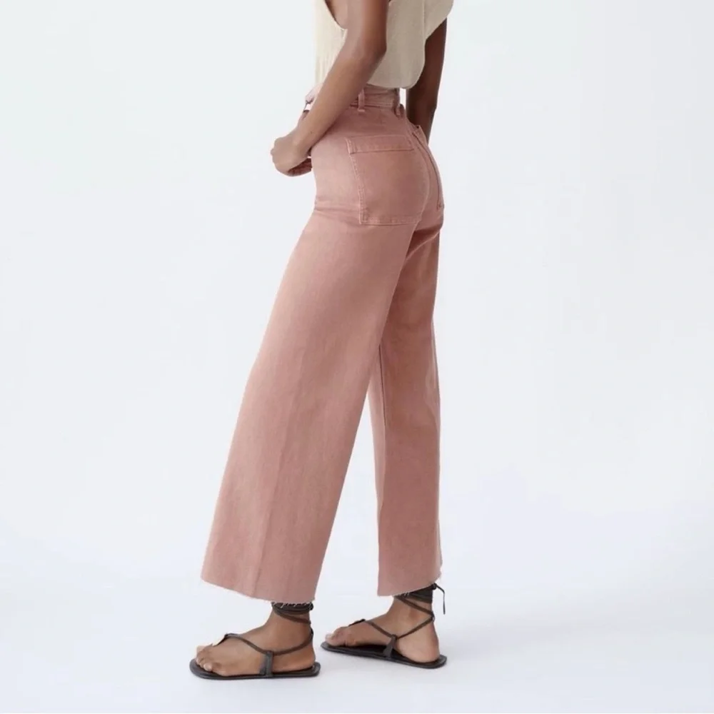 Zara Dusty Pink High Waisted Jeans Size 2 - Picture 1 of 16
